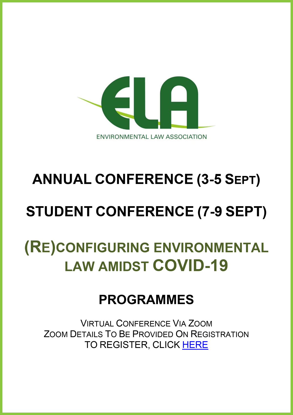 9th Annual and Student Conference ("(Re)configuring environmental law amidst COVID19")